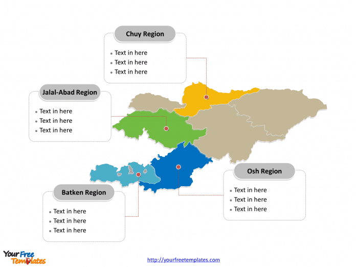 Kyrgyzstan Region map labeled with major Regions