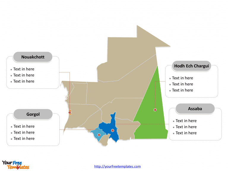 Mauritania Region map labeled with major regions