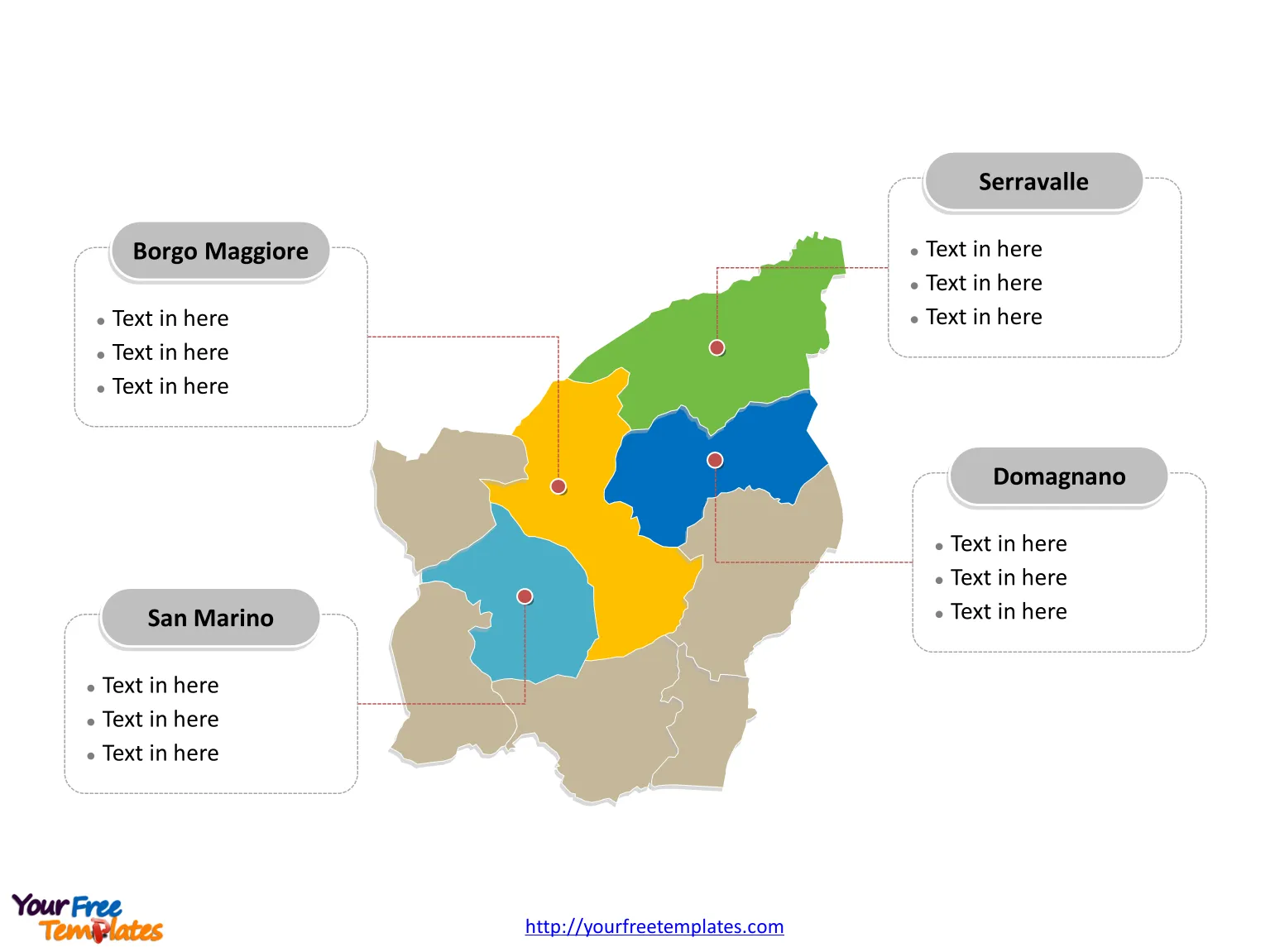 San Marino Municipality map labeled with major municipalities