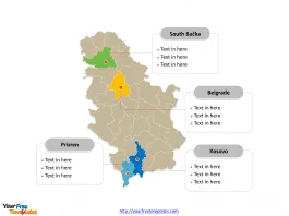 Serbia political map labeled with major districts