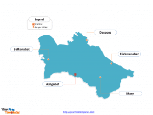 Turkmenistan Outline map labeled with cities