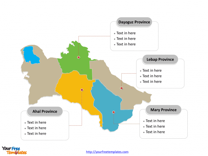 Turkmenistan Municipality map labeled with major Provinces