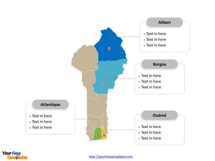 Benin map labeled with major departments