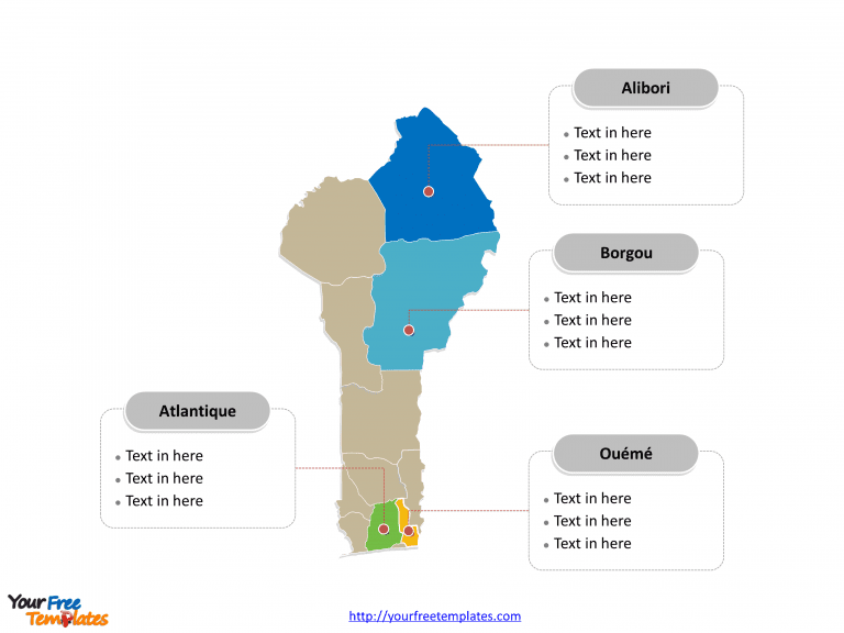 Benin map labeled with major departments