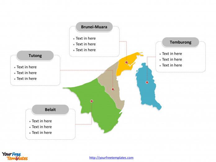 Brunei district map labeled with districts