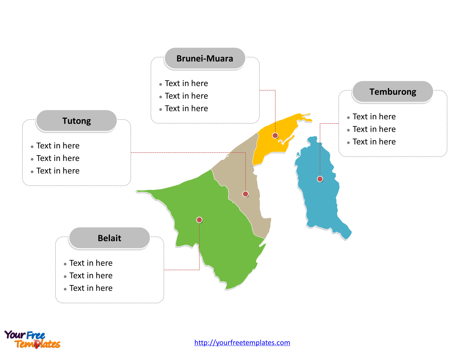 Brunei Editable map labeled with districts in this Brunei map