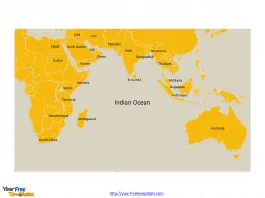 Indian Ocean map labeled major country names