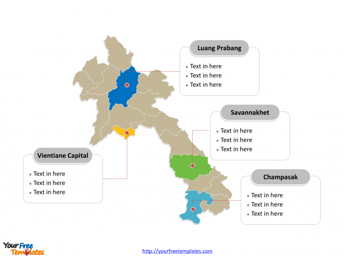 Laos Province map labeled with major Provinces
