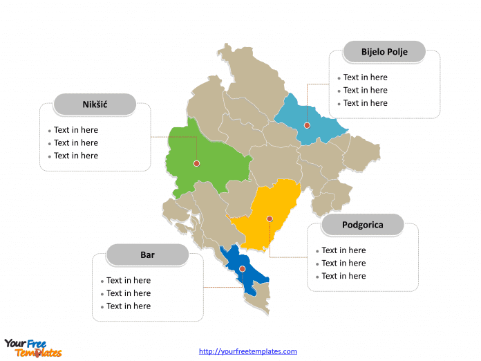 Montenegro Municipality map labeled with major municipalities