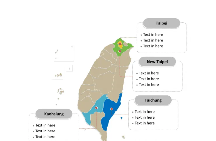 Taiwan map labeled with major municipalities and counties