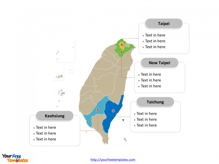Taiwan map labeled with major municipalities and counties