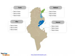 Tunisia Political map labeled with major governorates