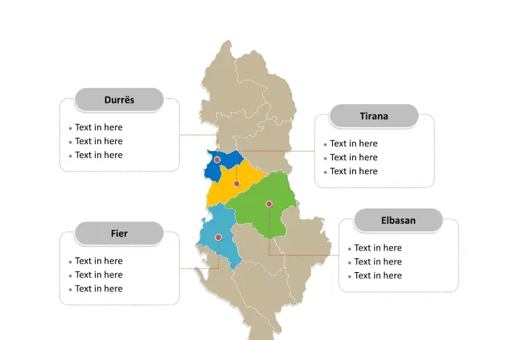 Albania map labeled with major political Counties