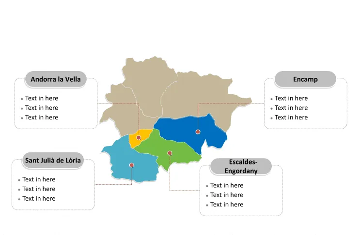 Andorra map labeled with major political Parishes