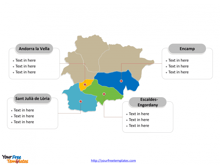 Andorra map labeled with major political Parishes