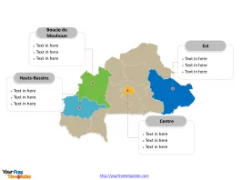 Burkina Faso map labeled with major political regions