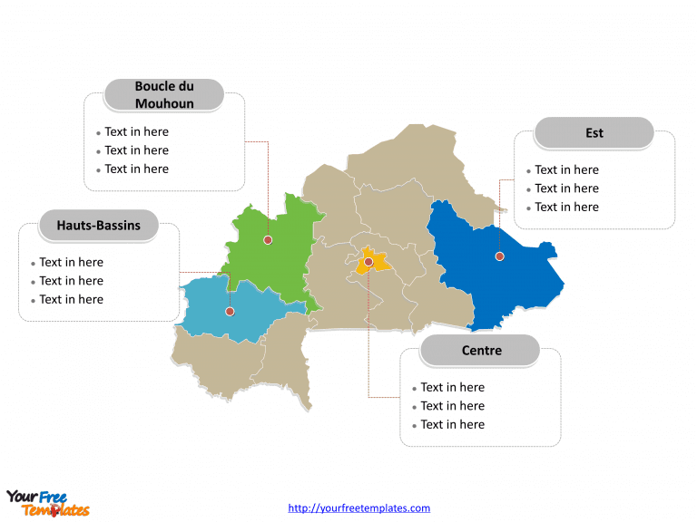 Burkina Faso map labeled with major political regions