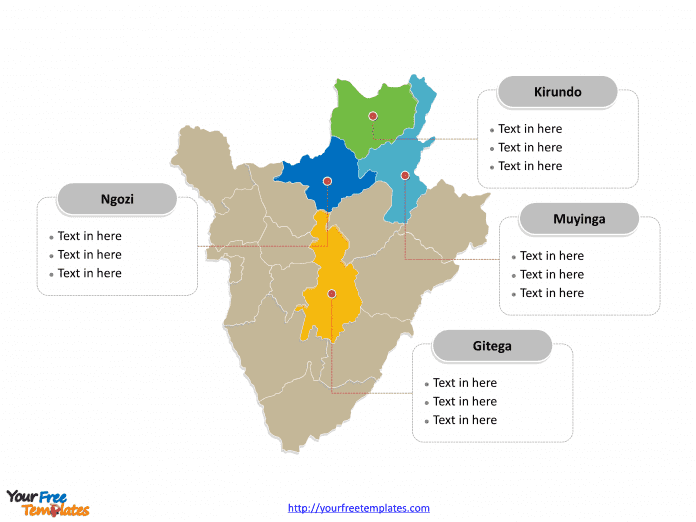 Burundi map labeled with major political provinces