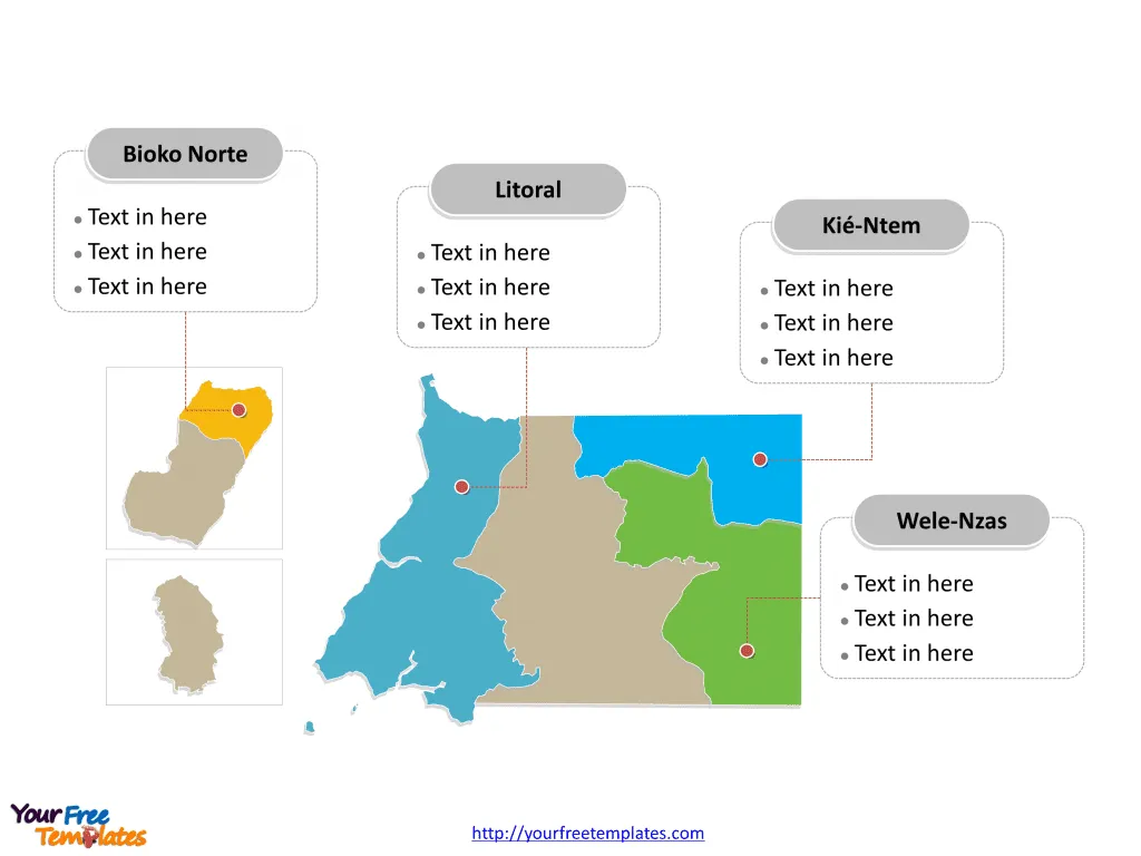 Equatorial Guinea Map with 7 Provinces - Free PowerPoint Template