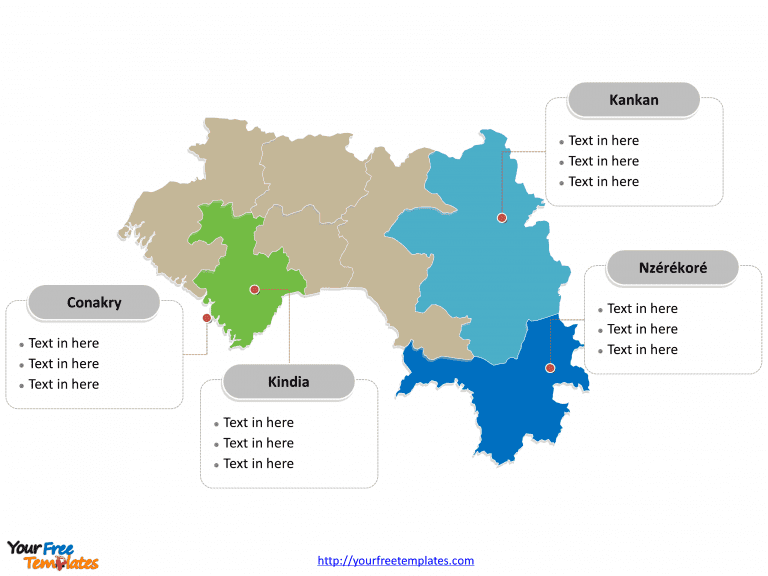 Guinea map labeled with major political regions