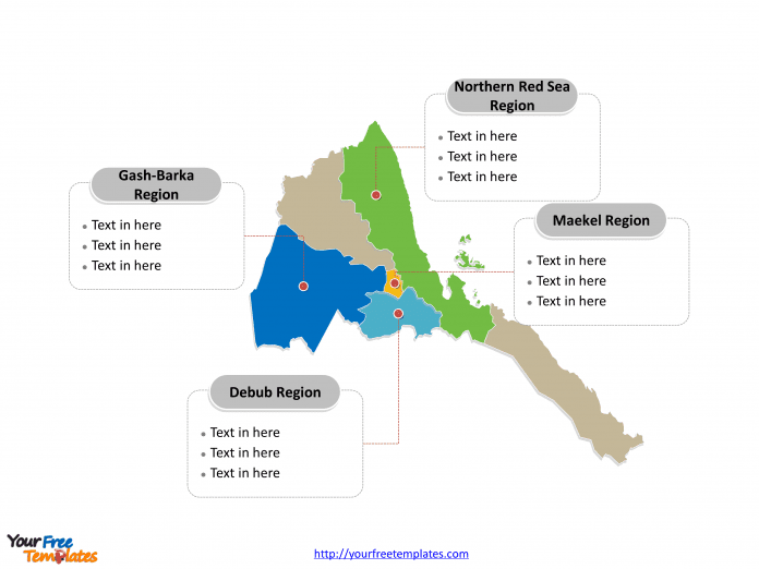 Eritrea map labeled with major political regions