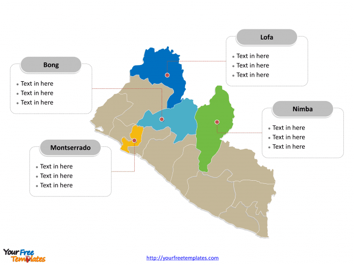 Liberia map labeled with major political Counties