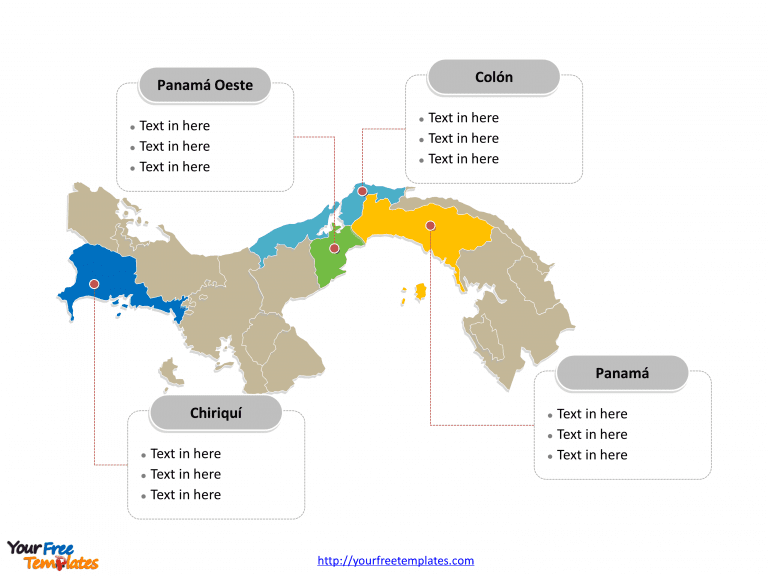 Panama map labeled with major political provinces