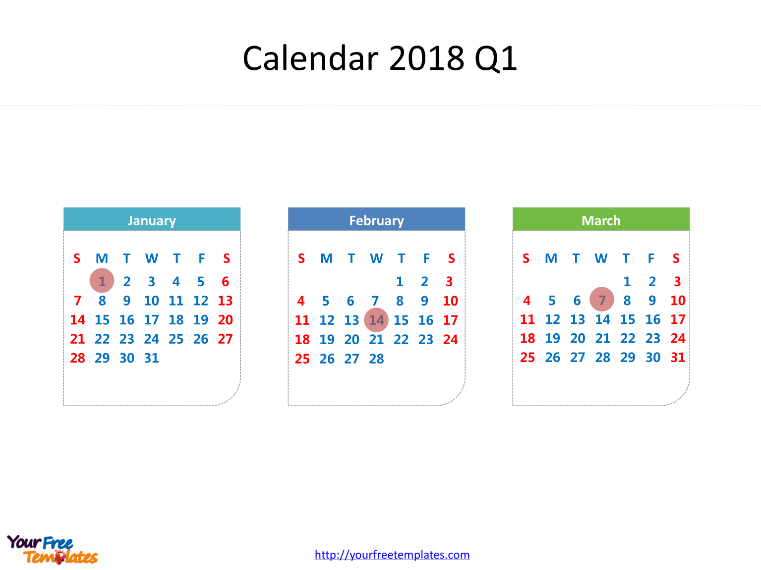 calendar 2018 with dates of three months in it