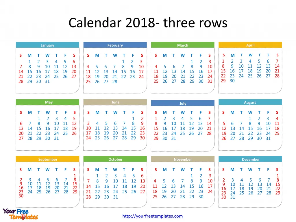 2018 printable calendar