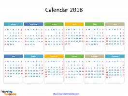 2018 calendar with every date in it