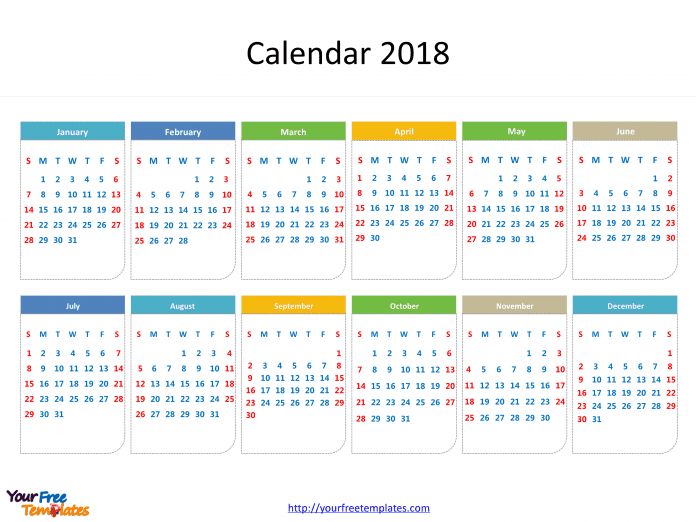 2018 calendar with every date in it