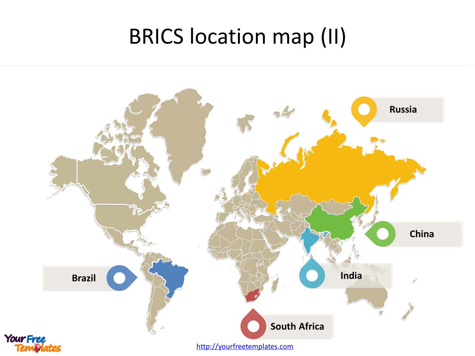 Create maps for BRICS with shapes with country outline maps