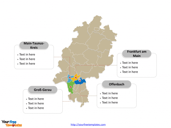 Hesse map labeled with major political districts