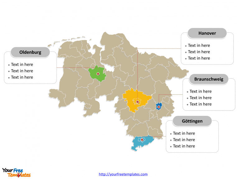 Lower Saxony map labeled with major political districts