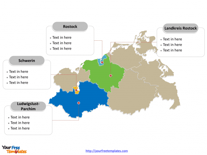 Mecklenburg-Vorpommern map labeled with major political districts