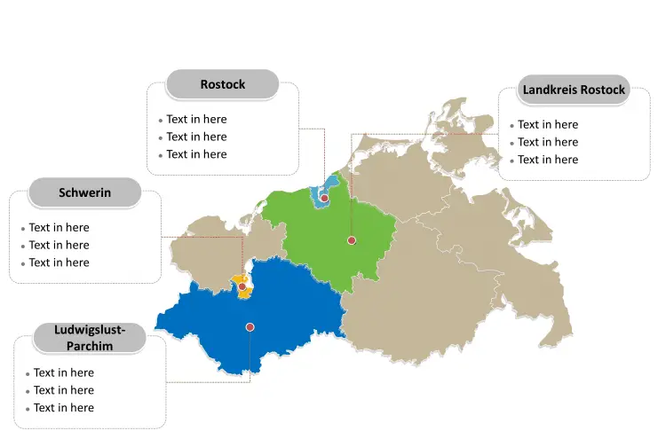 Mecklenburg-Vorpommern map labeled with major political districts