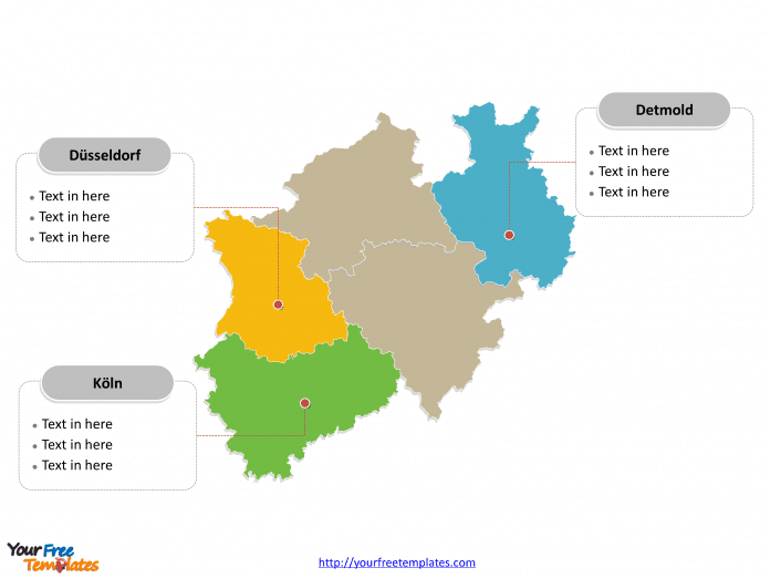 North Rhine-Westphalia map labeled with major political regions