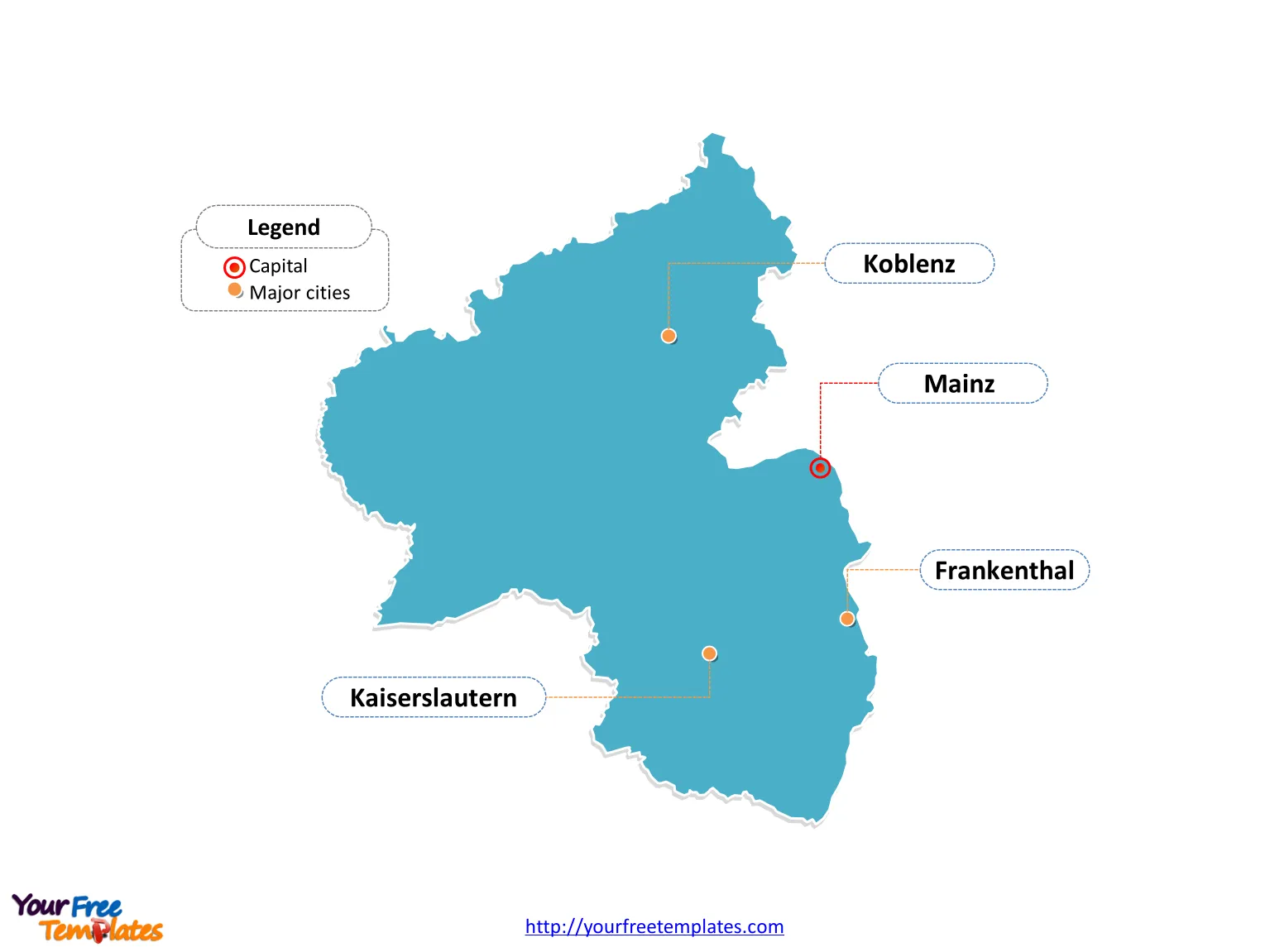 Rhineland-Palatinate Map download labeled with cities