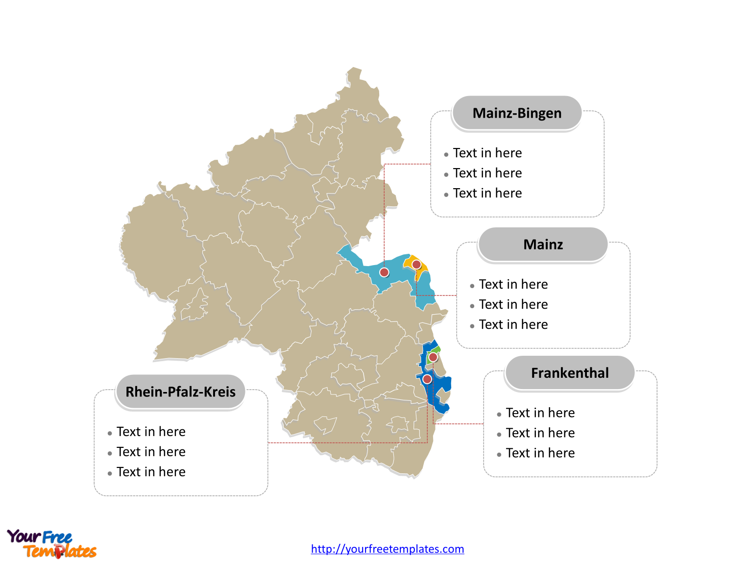 Rhineland-Palatinate Map download labeled with major political districts