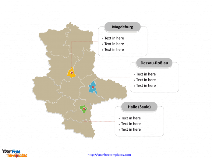 Saxony-Anhalt map labeled with major political districts