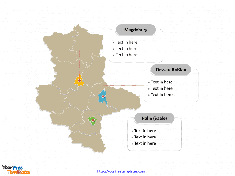 Saxony-Anhalt map labeled with major political districts
