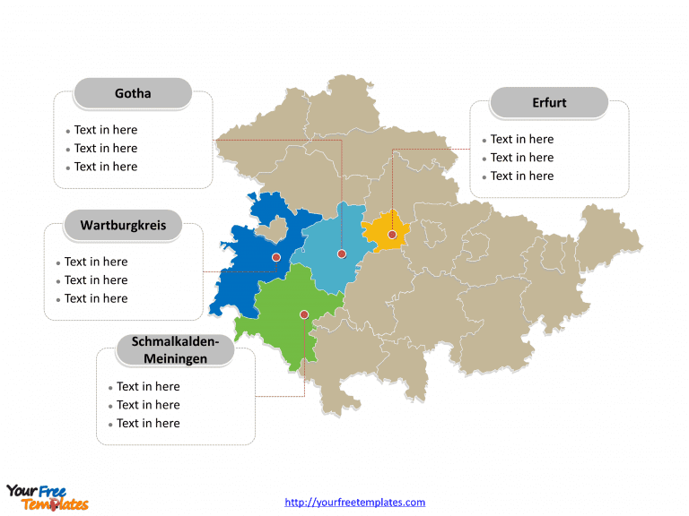 Thuringia map labeled with major political districts