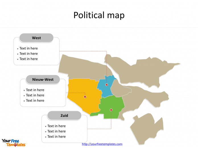 Amsterdam city map labeled with populated boroughs