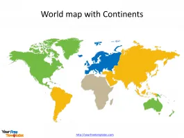 Blank World maps with shapes of six continents