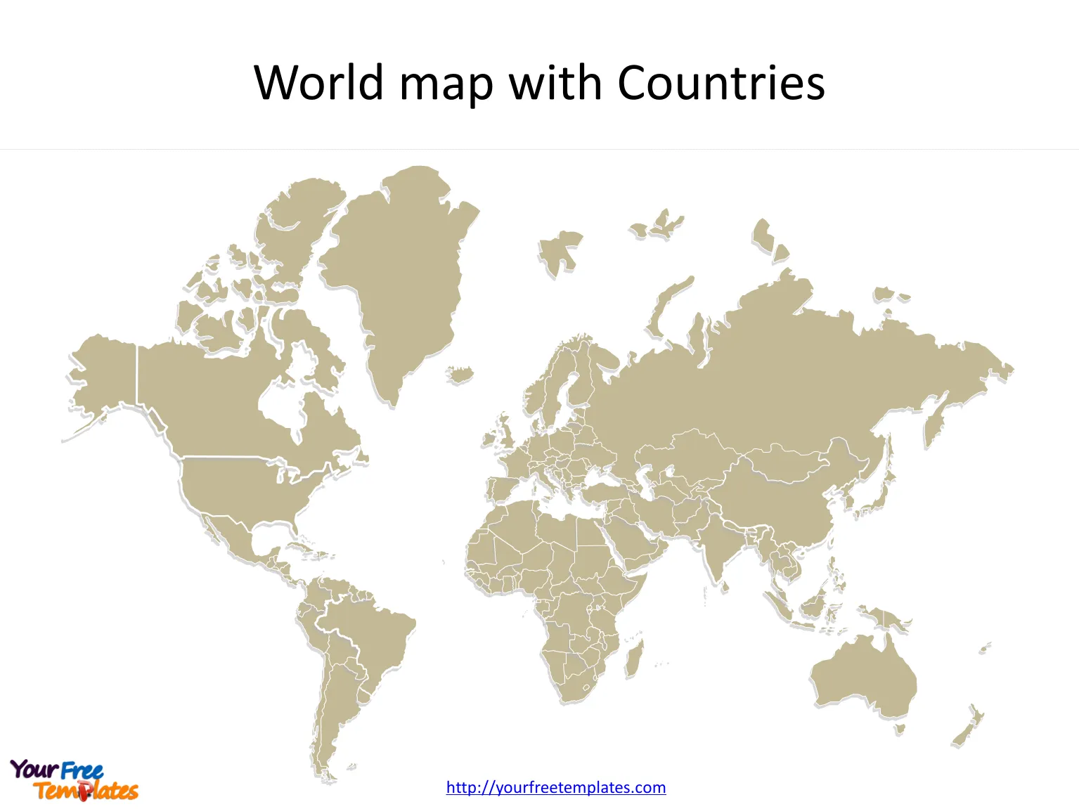 Blank World maps with shapes of six continents