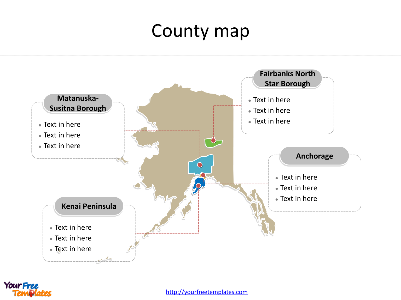  Alaska state map with major boroughs labeling on the Alaska maps online PowerPoint templates