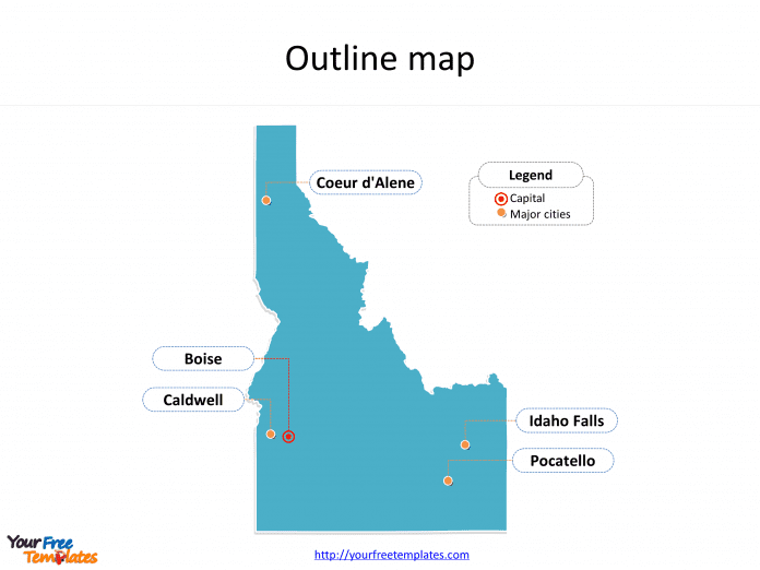 State of Idaho map with outline and cities labeled on the Idaho maps Free downloads