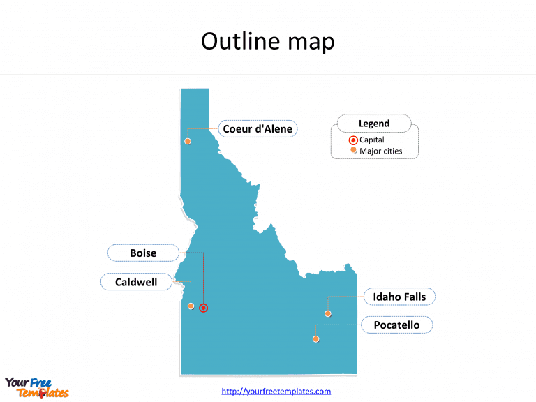State of Idaho map with outline and cities labeled on the Idaho maps Free downloads