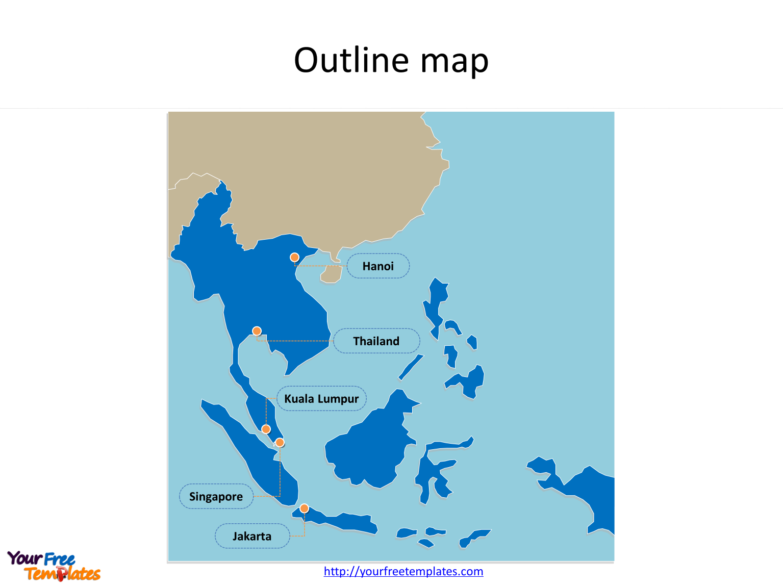 Kuala Lumpur On Map Of Asia Southeast Asia Map free templates   Free PowerPoint Templates