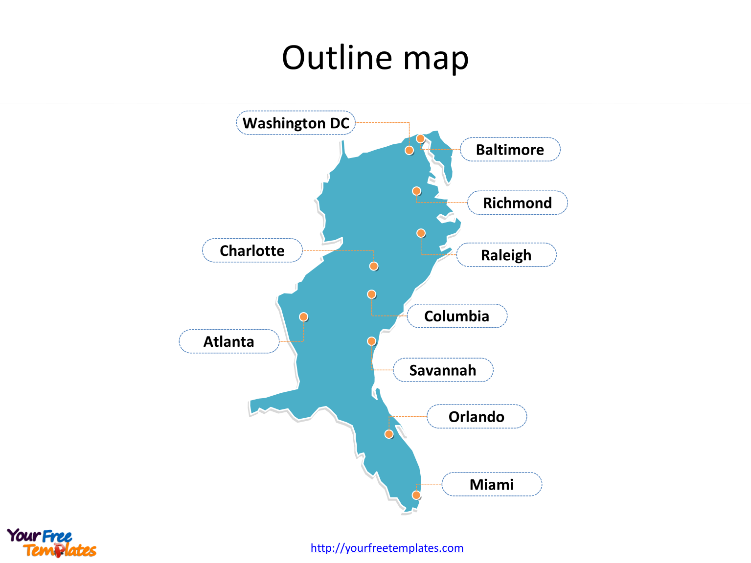 South Atlantic States Map US maps with South Atlantic States   Free PowerPoint Templates